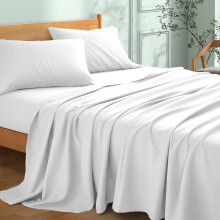 My Home Store Premium Soft Flat White Sheet 100% Egyptian Cotton 300TC Hotel Quality Easy Care Flat Bed Sheets Fade Resistant Bedding (Super King (27