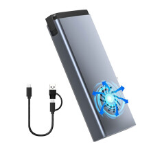 20Gbps M.2 SSD-Hölje med Kylfläkt USB-C 3.1 Dual Protocol High-Speed Extern Hårddiskfodral för 2242 2260 2280