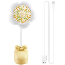 Ventilatore Ricaricabile USB con Clip, Design Carino A Forma di Fiore, Ventola di Raffreddamento con Rotazione A 360 e Luci LED per Passeggino e