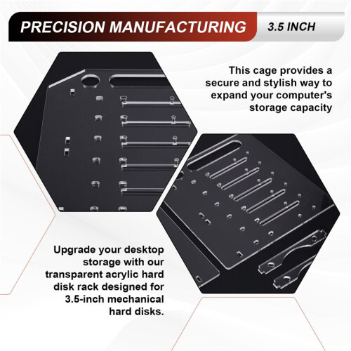 Rack de Disco Rígido de Mesa de 3,5 Polegadas, Gaiola de Disco Rígido Mecânico de Acrílico Transparente, Caixa de Armazenamento de Disco Rígido 1