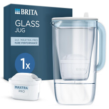 BRITA Glass Water Filter Jug Light Blue (2.5L) with 1x MAXTRA PRO Pure Performan