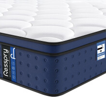 Resspry Single Mattress,10Inch Hybrid Mattress for Pressure Relief, Breathable Foam with Individually Pocket Spring, Medium Firm Single Bed, Navyx Co