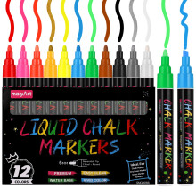 Thboxes 12 Color Liquid Chalk Pens Set, 6mm Wipeable Chalk Markers Chalkboard Pens for Glass Blackboard Windows Drawing Writing Markings，Perfect for