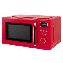 Abode Retro Microwave 20 Litre Red Digital 800W, Mirror Finish, 8 Auto Cook Settings & Defrost, 5 Power Levels AMD2004R/01