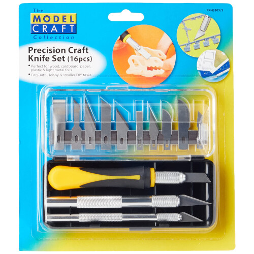 Modelcraft PKN3305/S Precision Craft Knife Set , Silver , 16 Piece 2