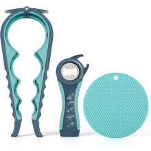 Jar Opener for Weak Hands, Seniors with Arthritis, 5 in 1 Multi Function Bottle Opener Lid Opener for Arthritic Hands with Non Slip Rubber