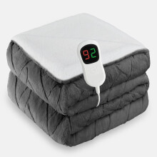 Homemate Heated Throw Electric Blanket - 130x160cm Luxury Faux Fur Sherpa Heated Throw, 1/2/4/6/8 Hours Auto-Off 10 Heat Levels Digital Control With