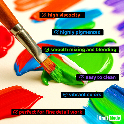 Craft Mode Acrylic Paint Set 8 120ml Vibrant Colours -Multi-Surface 2