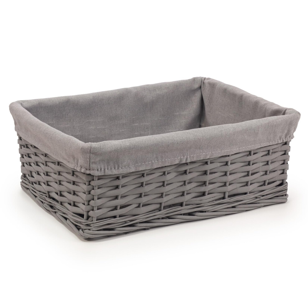 Woodluv Storage Baskets Woven Wicker, Storage Basket For Shelves, Baskets To Make Hampers, Storage Box, Storage Organiser, Large Grey