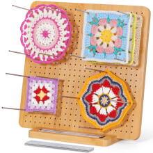 Lifewit Crochet Blocking Board with 20 Pegs, Bamboo Granny Square Blocking Board for Knitting and Crochet Projects, Blocking Mats for Crocheting, Cro