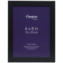 Hampton Frames | OXFORD Picture Frame | 6x8 Inch (15x20cm), Black, MDF, Acrylic Front | Freestanding or Wall Mount | Modern Display for Photos, Portr