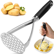 Potato Mashers, Potato Masher Food Grade Stainless Steel, Heavy Duty Potato Ricer Masher with Soft Grip Handle, Kitchen Food Masher for Mashed Potato