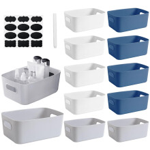 GAOHAN 12 Pcs Plastic Storage Boxes with Handles 3 Colours Storage Bas