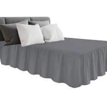 Single Bed Platform Base Frilled Valance, Grey, Anti-Wrinkle Soft Brushed Microfiber Fabric, Multicolor Collection, Size: Single (90 x 190 + 25 cm)
