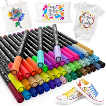48 Paint Pens Paint Markers, Fabric Pens Permanent for Clothes White T Shirt, Bibs, Baby Clothes, Canvas Shoes/Tote Bag/Pillowcases/Baby Shower Party