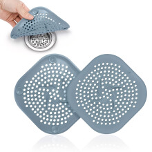 Sandphyrre 2 Pcs Silicone Drain Protector with Suction Cup, Shower Drain Cover, Hair Catcher, Sink Strainer, Plug Hole Cover and Bath Filter Trap for