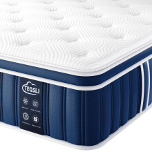 TeQsli 4FT6 Double Mattress, 10.6 Inch Memory Foam Sprung Hybrid Mattress 9-Zone Orthopedic for Pressure Relief & Edge Support - Medium Firm with Ski
