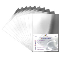 Silver Mirror A4 Card - Metallic Board 250gsm Shiny Sheets for Craft Activities - Reflective Shimmer Finish (10 Sheets)