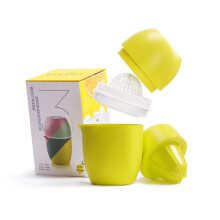 Lechin Lemon Squeezer with Unique Lemon Shape Design Citrus Juicer Manual Two Ways of Use for Different Fruits (Yellow)