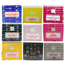 Satya Mixture Incense Cone x9 pack of Agarbatti, Citronella, Dragons Blood, Palo Santo, Positive Vibes, Rose, Sandalwood, Super Hit, White Sage by SA