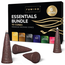 Incense Cones Fumino Fresh Multipack Essentials Bundle 6 Boxes 90 Pieces Masala Agarbatti Joss Fragrance for Relaxation and Meditation, Home and Hous