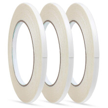 ZTMY 3 Rolls Double Sided Tape Adhensive Sticky Tapes for DIY Craft,Gift,Photos,Documents,Wallpaper,Card Making-6mm(1/4 inch) Wide and 15m Long