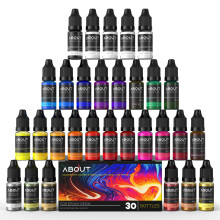 Professional Alcohol Ink Set 30 Colours - Vibrant & Metallic Epoxy Resin Paint, 10ml Each for Resin Art, Tumblers, Jewellery Making