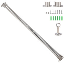 Wardlock 87cm-160cm Extendable Stainless Steel Wardrobe Rail, Adjustable Clothes Rail Pole With U Shaped End Sockets