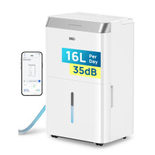 Dreo 16L/day Smart WiFi Dehumidifier Low Energy, 35dB Quiet Dehumidifiers for Home, Humidity Sensor & Display, Auto Mode, 3 Speed, Humidity Control,