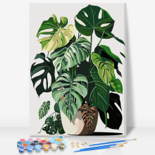 Paint by Numbers for Adults with Frame - Plants Easy Framed Paint by Numbers for Beginner, Green Plants Acrylic Adult Painting by Number Kits on Canv