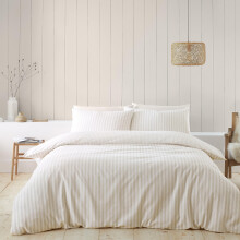 Catherine Lansfield Brushed Cotton Stripe Reversible Double Duvet Cover Set