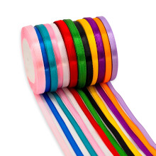 Pack of 12 Multicolor Satin Ribbons for Crafting (Each 6mm X 22m) Thin Ribbon for Crafting, Hair Ribbons, Thick Ribbon Set, Silk Ribbons for Hair, Co