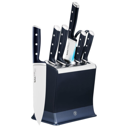 Tefal TEFAL EverSharp Pro Knife Block with Integrated Automatic Sharpener, 6-Piece Knife Set with Scissors Chef, Bread, Santoku, Utility