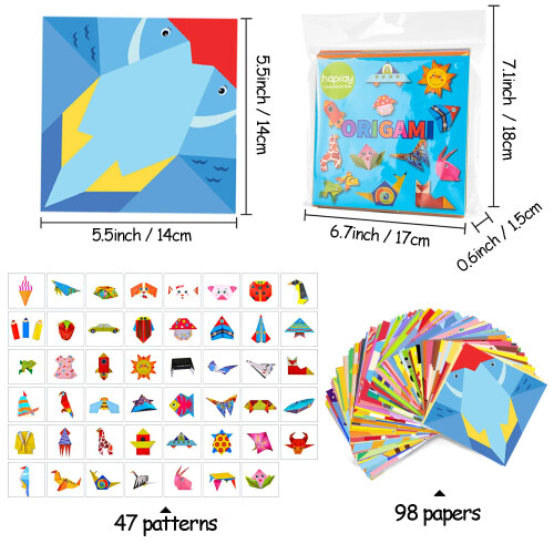 hapray Origami Kit 98 Sheets 47 Patterns, DIYCraft for Kids 6-12 2