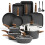 Kitchen Academy 17pcs Induction Hob Pan Set, Black Granite Cookware Sets 1