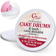 Cakebon Cake Boards Stevige 1/2 Inch Cake Drums - 8 Inch Cake Board Met Volledig Gewikkelde Randen Wit 1-Pack - 8 Inch Cake Drum