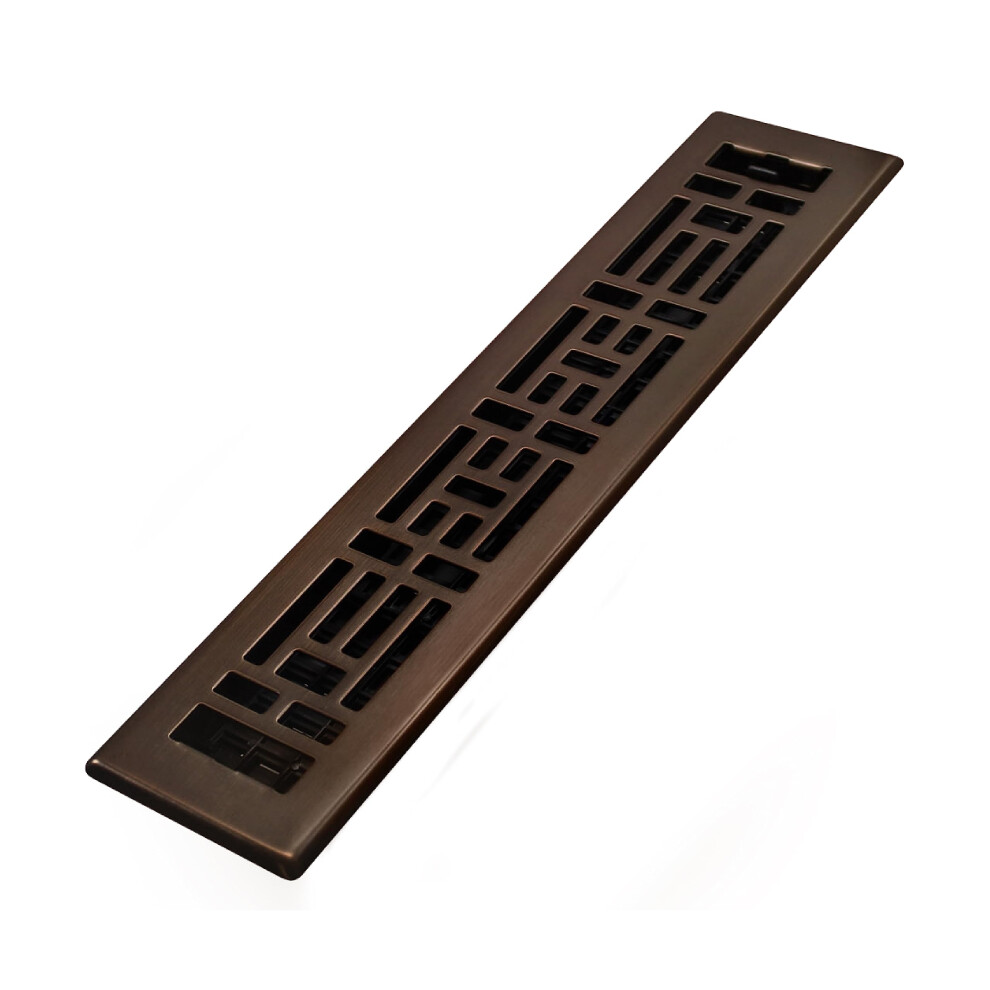 Decor Grates Ajh214-Rb Oriental Floor Register, 2X14 Inches, Rubbed Bronze Finish 771308010366