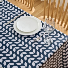 Dehaus Wipe Clean Table Cloth - Navy Blue Petal Parade - Wipeable PVC Oilcloth Table Cover - Plastic Vinyl Tablecloth - Water Resistant & Easy Clean