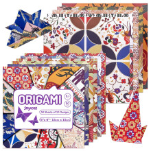 Ethnic Patterns Origami Paper - 50 Sheets 6x6 Inches - Double-Sided Traditional Cultural Art Colored Folding Paper for Adults, Artists & Kids - Ideal