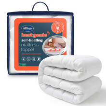 Silentnight Self Heating Double Mattress Topper - Warm Cosy Mattress Pad Topper Featuring Heat Reflecting Foil and Thermal Lining to Retain Heat - Do