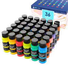 INK LAB Acrylic Paint Set Non Toxic 36 Vibrant Colours Acrylic Craft Paints Rich Pigment for Kids Adults Artists Beginners Canvas Ceramic Wood Crafts