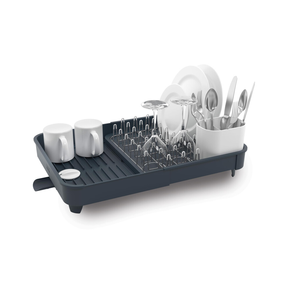 Joseph Joseph Extend Expandable Dish Drainer Rack With Removable Cutlery Holder Swivel Draining Spout - Grey