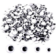 1000 Pcs Black Wiggle Googly Eyes with Self-Adhesive, 6mm 8mm 10 mm 12mm Mixed Packaging