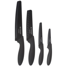 Viners Assure 4 Piece Knife Set Stainless Steel Blades with Squared Tips for Safety, Soft Grip Handles, Non-Stick Coating, Rust-Resistant, Includes C