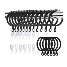 50 Pack Curtain Rings and Hooks, 30mm Metal Drapery Hanging Rings & 50pcs Curtain Hooks Plastic White for Curtains and Rods, Drape Sliding Eyelet Rin