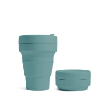 STOJO On-The-Go Collapsible Coffee Cup - 12oz / 355ml - Reusable & Foldable Silicone Travel Mug with Lid - Portable, Pocket Size - Dishwasher Safe -