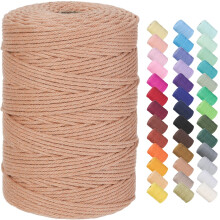 GOHOF Macrame Cord 3mm x 328yards Natural Cotton Rope Colored Rope Soft Cotton Cord for Plant Hanger Wall Hanger Dreamcatcher (Salmon)