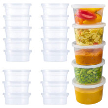 Menmamenma 50 Pack Small Containers with Lids for Storage Slime Containers Sauce Pots Plastic Leakproof Sauces Cups for Jars, Dips, Salads, Chutney,