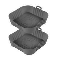 Vicloon 2pcs Air Fryer Silicone Pot, 7.8inch Supersoft Resuable Silicone Square Air Fryer Liners, Air Fryer Silicone Liner Replacement of Parchment L