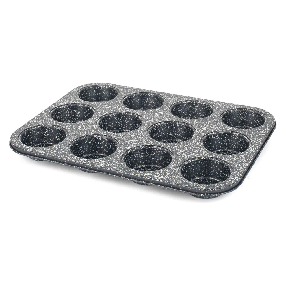 Salter Bw070381eu7 Megastone 12 Cup Muffin Pan - Large Baking Tray, Cake Tin, Non-Stick Coating, Pfoa-Free, Oven Safe, Long-Lasting Bakeware, Strong